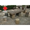 供应公园石桌椅雕刻，黄色花岗岩板材加工，汉匠雕塑